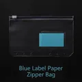 A6 6-hole transparent PVC zipper binder pocket with blue label paper and white slide - A6 Zipper Bag with Blue Label Paper
