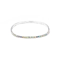 Macro shot of single row elastic bracelet with 2.0mm rainbow AB rhinestones and silver base - Silver White AB