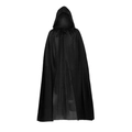 Lunga mantella nera con cappuccio per Halloween, tessuto di raso liscio con lacci - 120cm / Nero Puro (Con cappuccio)
