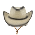 Western style straw cowboy hat with beige gradient weave and adjustable wind strap - M (56-58cm) / Beige & Black