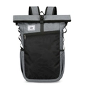 Waterproof roll-top business backpack in grey and black with front mesh pocket - Below 20L / Dark Gray