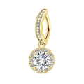 Golden belly button ring featuring a circular halo design with white zircon stones - Round Stud Style (Gold)