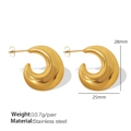 Polished 18K gold C-shaped hollow hoop earrings in stainless steel for women - Medium Gold (EH230金色耳环)