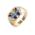 Bague ajustable en or avec papillon en émail bleu pour accessoire de mode féminine - Ouvert Réglable / Papillon Bleu