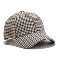 Klassieke bruine baseballpet met pied-de-poule patroon en tweed textuur voor dames en heren - Verstelbaar / Pied-de-poule Grijs