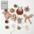 Brown Christmas tree accessory kit with 60x37cm felt reindeer and wooden house decor - Brown Style Decor Accessories Bag 60cm