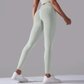 Naadloze high-waisted yoga legging in lichtgroen met ruched billen liftend effect - S / Pants / Lichtgrijs
