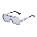 Steampunk geometric sunglasses with silver metal frame and light gray translucent lenses - Silver Frame Silver Lens