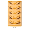 5 pairs of cat eye false eyelashes with tiny pearl accents on a yellow tray - Natural Long With White Pearls Style (ZZJ5-014)