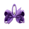 Detail of purple ribbon bow hair clip with a durable silver metal alligator grip - Purple