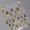 3D embossed duck nail stickers with yellow flowers and sunshine design, model TS-3393 - TS-3393 Elegant Little Yellow Duck - Embossed
