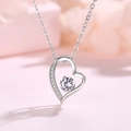 Elegant S925 sterling silver heart necklace with sparkling zircon stone and silver chain - 925 Silver / Small White Zirconia