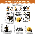 64-piece Halloween window clings set featuring pumpkin ghost and bat silhouettes - Ghost Castle Combo Style-With Adhesive (UV24Y12195T_T)