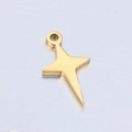 Polished gold stainless steel cross star charm for DIY jewelry and necklaces - Gold Starburst