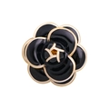Broche camélia classique en émail noir avec un design vintage aux bords dorés - Noir classique avec bord doré Camélia