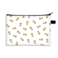 Weiße Kosmetiktasche mit floralem Muster, orangefarbenen Blüten und Reißverschluss - 03-Weiß Orange Blume