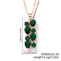 Rose gold necklace with emerald drop-shaped pendant charms and detailed dimensions - Rose Gold - Emerald Green Stone