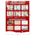 Guide for 20x14cm Christmas window stickers showing application steps and surfaces - Christmas English Manual