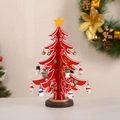 Red wooden DIY Christmas tree tabletop ornament with hand-painted mini hanging pendants - Y1070/Small 3-Piece/Red/18*22*3CM