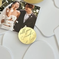 Golden acrylic cupcake topper with all you need is love engraving for Valentines - Round All You Need Is Love