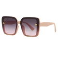 Oversized square sunglasses with skin-toned frames and gradient lenses featuring metal M logo - One Size / Sand Pink Frame Pink Gray