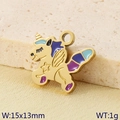 DIY stainless steel unicorn charm with purple and blue enamel finish for jewelry - Colorful Enamel Unicorn Style (KLJ9512-ZLA)