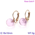 Rose gold titanium steel hook earrings with 10mm faceted purple crystal beads - Rose Gold Pink