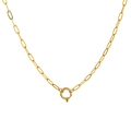 Chaîne trombones dorée en acier plaqué or 18K avec fermoir à ressort circulaire - Petite Chaîne Trombone à Fermoir Marin