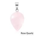 Polished teardrop rose quartz pendant with a metallic clasp on a white background - Rose Quartz