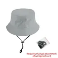 Sombrero de pescador de algodón gris con cordón negro desmontable y protección solar - 2-6 Años / Sin Cordón / Gris claro