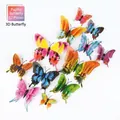 Set of 12 colorful double-layer 3D butterfly wall stickers with swallowtail design - Magnetic with Adhesive / Swallowtail Double Layer 12PCS