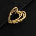 Elegant gold heart-shaped metal claw clip with a hollow layered design for women - Double Heart / Gold