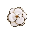 Elegante spilla a camelia avorio con bordi neri e finiture dorate di lusso - Bianco avorio con bordo dorato Camelia