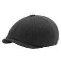 Classic dark grey herringbone newsboy cap featuring a vintage metal emblem on the side - Adjustable (58-61cm) / Black