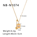 Detailansicht des quadratischen Herzanhängers mit 18K Vergoldung und Maßen der Kette - Goldene Quadratische Platte Herz Zirkonia Halskette (NB-N1074) / 18K Gold
