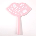 Creative pink lip-shaped handheld makeup mirror with decorative white cosmetic line art - 12*16cm / Pink (Cosmetics Pattern)