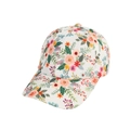 Weiße Kinder-Baseballkappe mit einem lebhaften, farbenfrohen Allover-Blumendruck-Design - Beige Blume