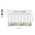 Macro detail of Christmas acrylic weekly planner with six colored dry erase markers - TYU362 Large Christmas Illustration (With 6 Pens)