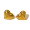Squisiti orecchini a lobo a cuore placcati oro 18 carati con trama a raggiera radiale - Stile Cuore con Trama Radiale (SE24011006)