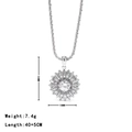 Collier pendentif tournesol en argent avec zircon blanc et détails de dimensions - Couleur Or Blanc-Zircone Blanche