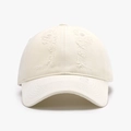 Distressed wash cream cotton baseball cap with vintage frayed details and retro style - Light Beige