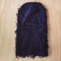 Black knitted distressed balaclava mask featuring long shaggy fringe decorations - One Size / Navy Blue