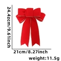 Red velvet Christmas bow with gold trim, measuring 24.4cm by 21cm for tree decoration - Flocking Cloth Gold Edge Bow