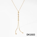 Golden Y-shaped star pendant necklace with cubic zirconia and adjustable chain - Gold (DK1683)