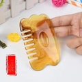 Yellow resin facial scraping comb for head acupuncture and meridian massage therapy - Head Scraping Comb / Amber