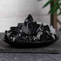 Polished black obsidian stones in a dark tray for DIY candle making and decor - Black Crystal Stone (150g)