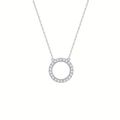 Collier cercle minimaliste en argent avec pavé de zircons sur chaîne délicate - Or Blanc