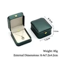 Dark green PU leather pendant jewelry box with gold crown decor and cream velvet lining - Pendant Box / Dark Green