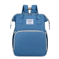 Versatile dark blue multi-functional diaper backpack with large capacity storage - Light Blue