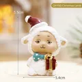 Miniature Christmas resin sheep figurine with red hat and gift box, 5.5cm height - Christmas Sheep Style(24958)